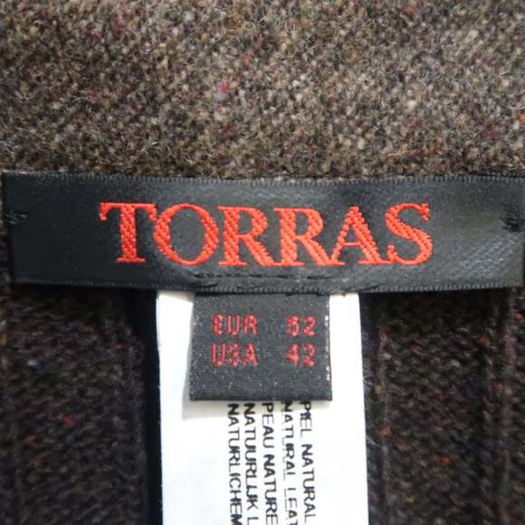TORRAS Chest Brown Mixed Materials Wool Zip Up Jacket - Picture 9 of 9
